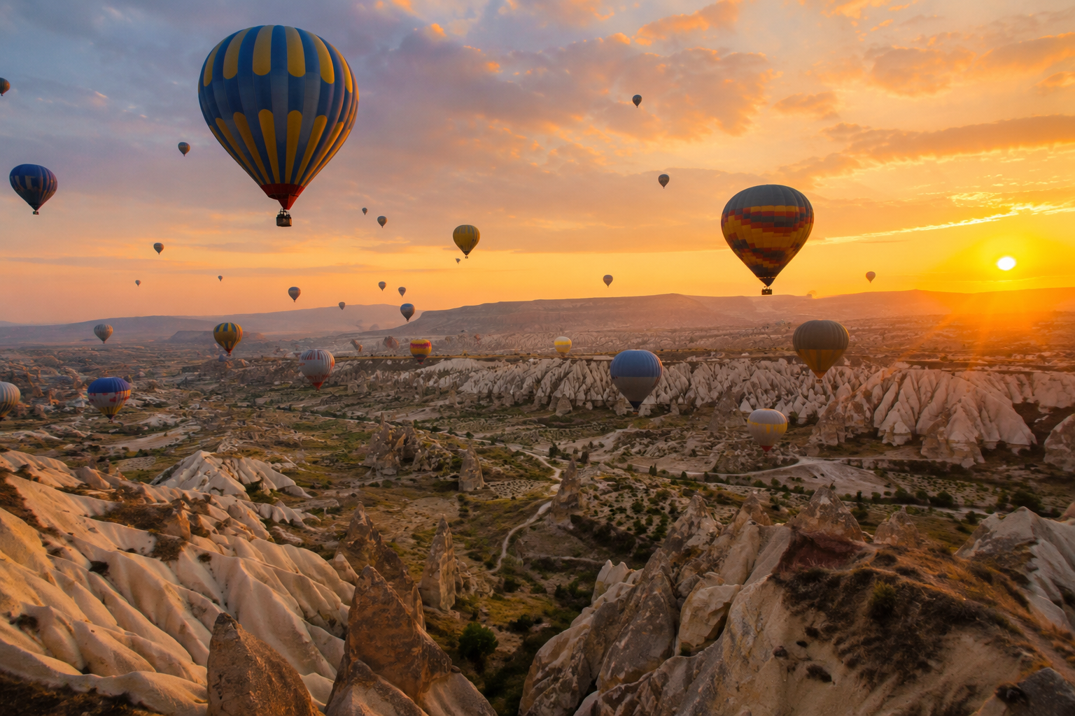 Hot air balloons over Cappadocia, Turkey